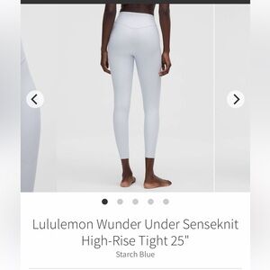 Lululemon Wunder Under Senseknit
High-Rise Tight 25"' Starch Blue. Size 8. EUC